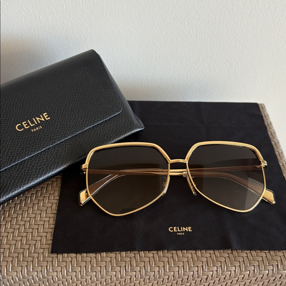 Celine Gold Frame Sunglasses with Brown Gradient Lenses